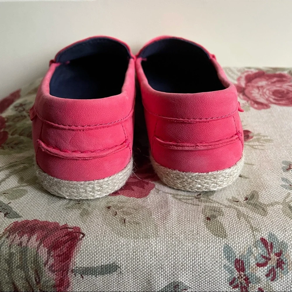 Cole Haan Nantucket Jute Espadrille Coral Pink Teaberry Loafer Shoes NEW